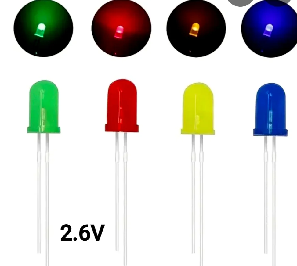 Imagen de Diodo Led de 5mm Azul Amarillo Rojo y Verde ( PAQ. DE 24 UDS.)