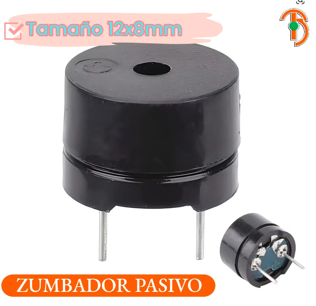 Imagen de Zumbador Buzzer 3,5,9,12v Pasivo 12x8mm 16 Ohm Arduino