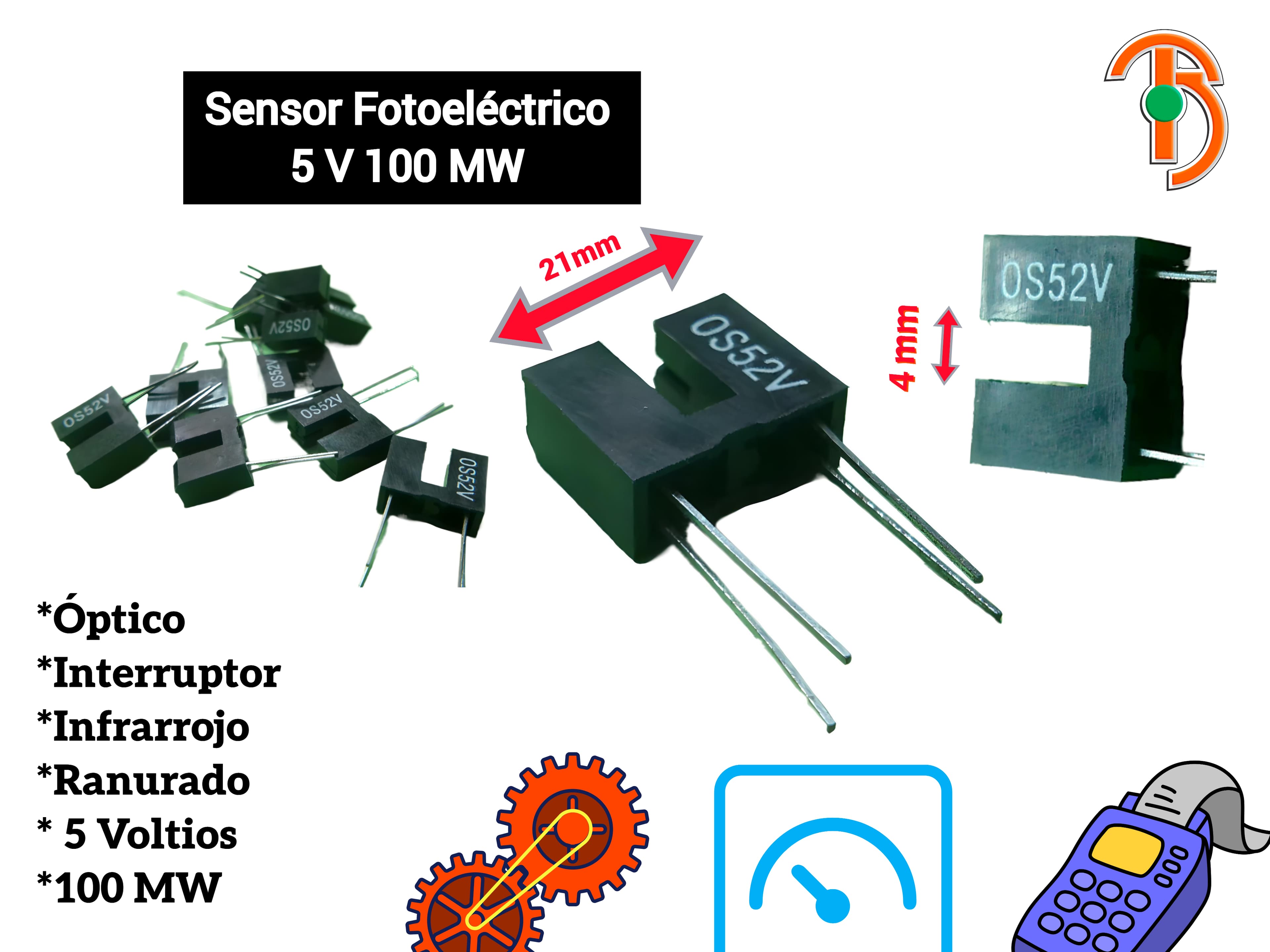 Imagen de Sensor Fotoeléctrico 5V 100mw Os52V Arduino