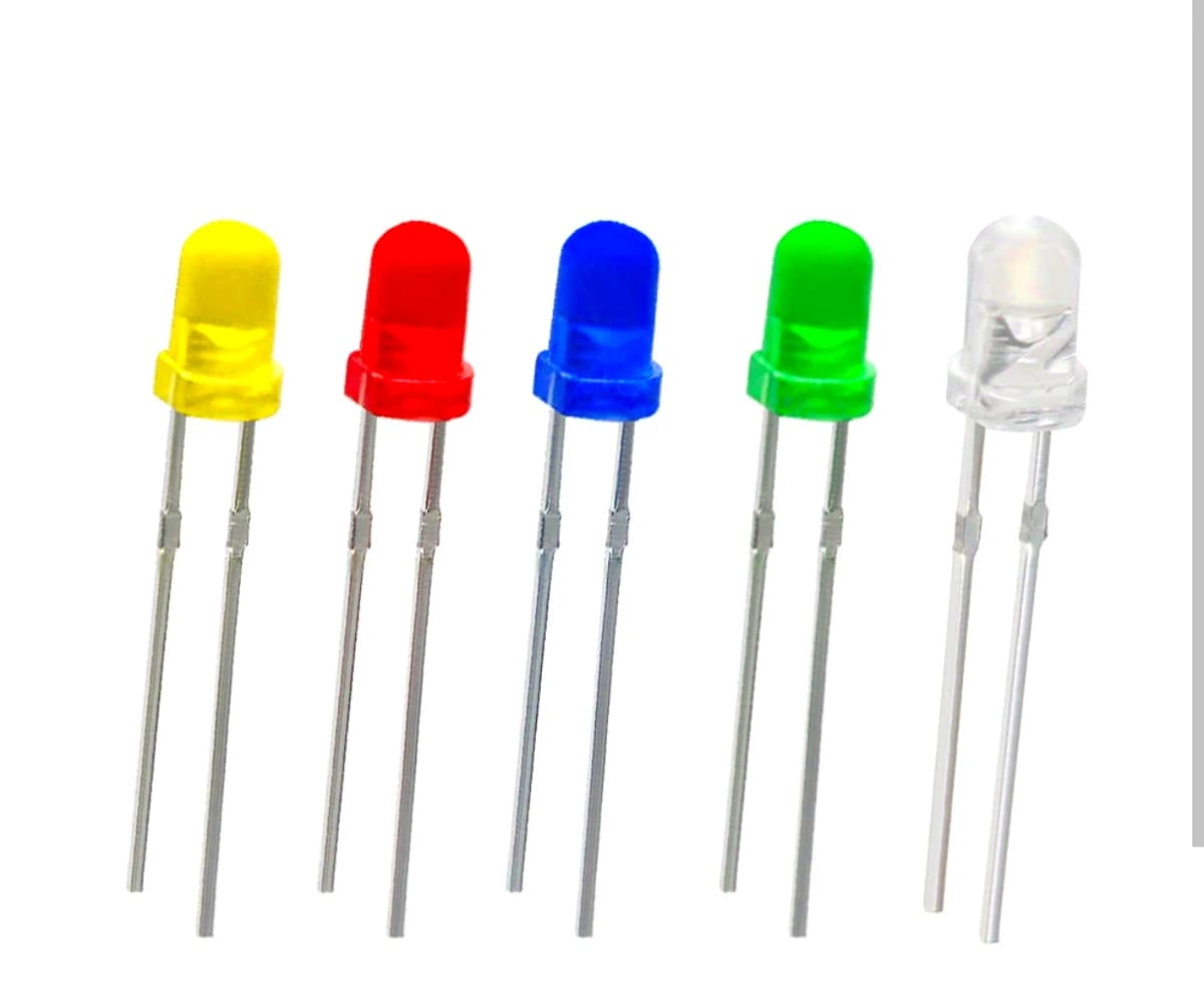 Imagen de Diodo Led 3mm 3-3.2 Voltios Azul Amarillo Blanco Verde Rojo (PAQ. 25 UDS.).