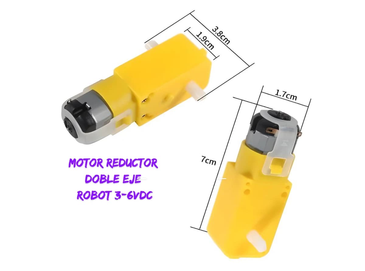 Imagen de Motor Reductor Con engranaje de 3-6 voltios Doble eje Color Amarillo Proyectos Arduino YXC043