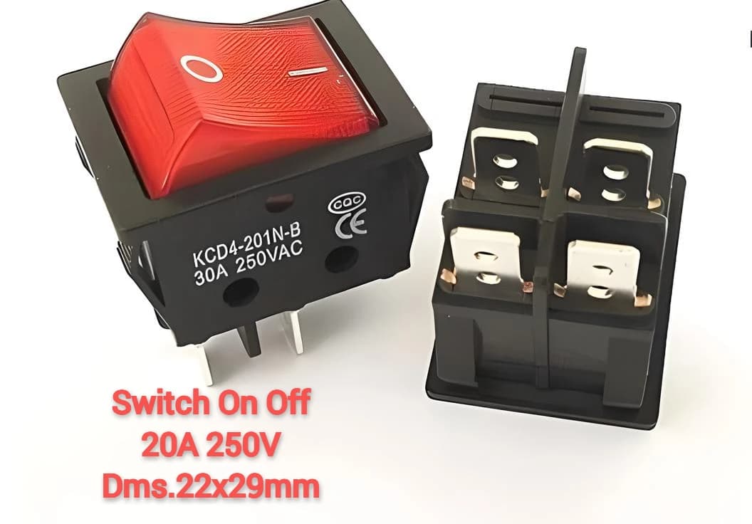 Imagen de Interruptor Rocket 4 patas 20 Amperios 20A/250V 16A/125 V KCD4