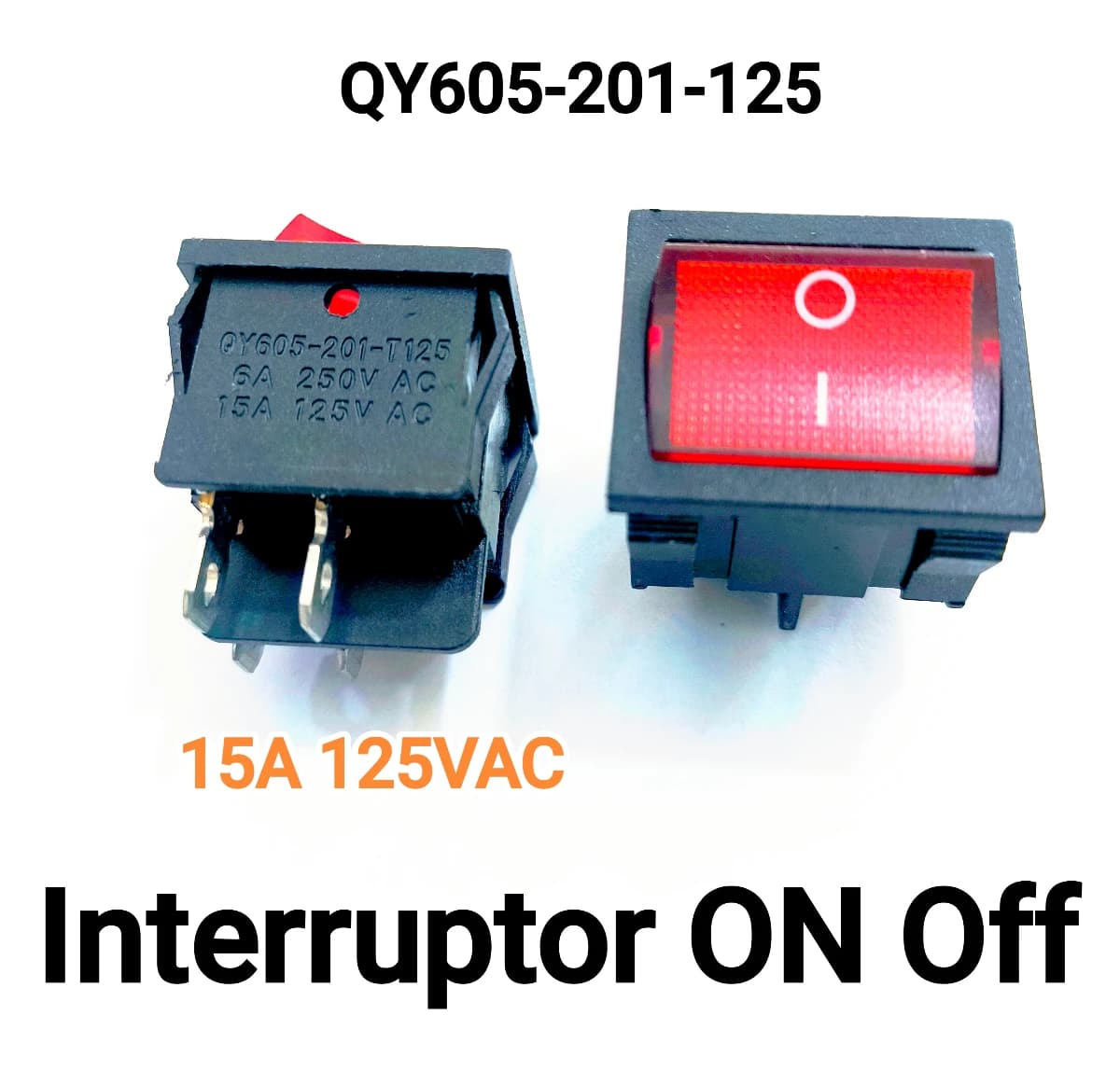Imagen de Interruptor Rocket de 4 Patas 20 Amperios QY605-201-125 (21x15mm)