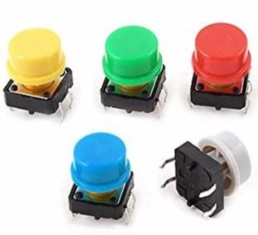 Imagen de Interruptor Pulsante Digital 4 patas 12x12x7.3mm Negro Tapas de colores