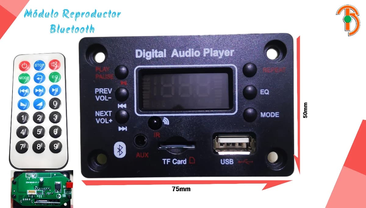 Imagen principal de Módulo Reproductor Bluetooth FM USB SD 12V 50x75MM G016B-V2