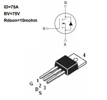 Imagen de Transistor Mosfet Ssf7510 75V 75A To-220 Original