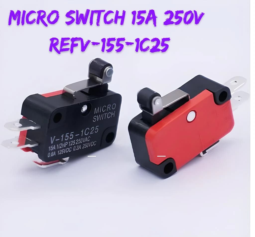 Imagen de Micro Interruptor 125V 16A Negro Rojo Fleje Corto V-155-1C25