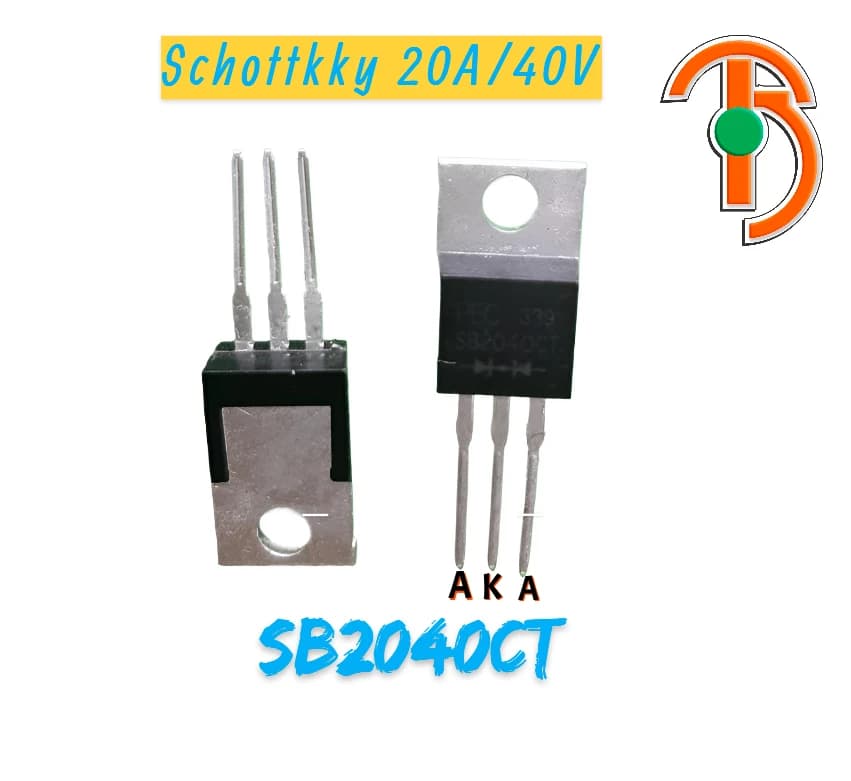 Imagen de Diodo De Barrera Schottky SB2040CT 20A 40V AKA To-220