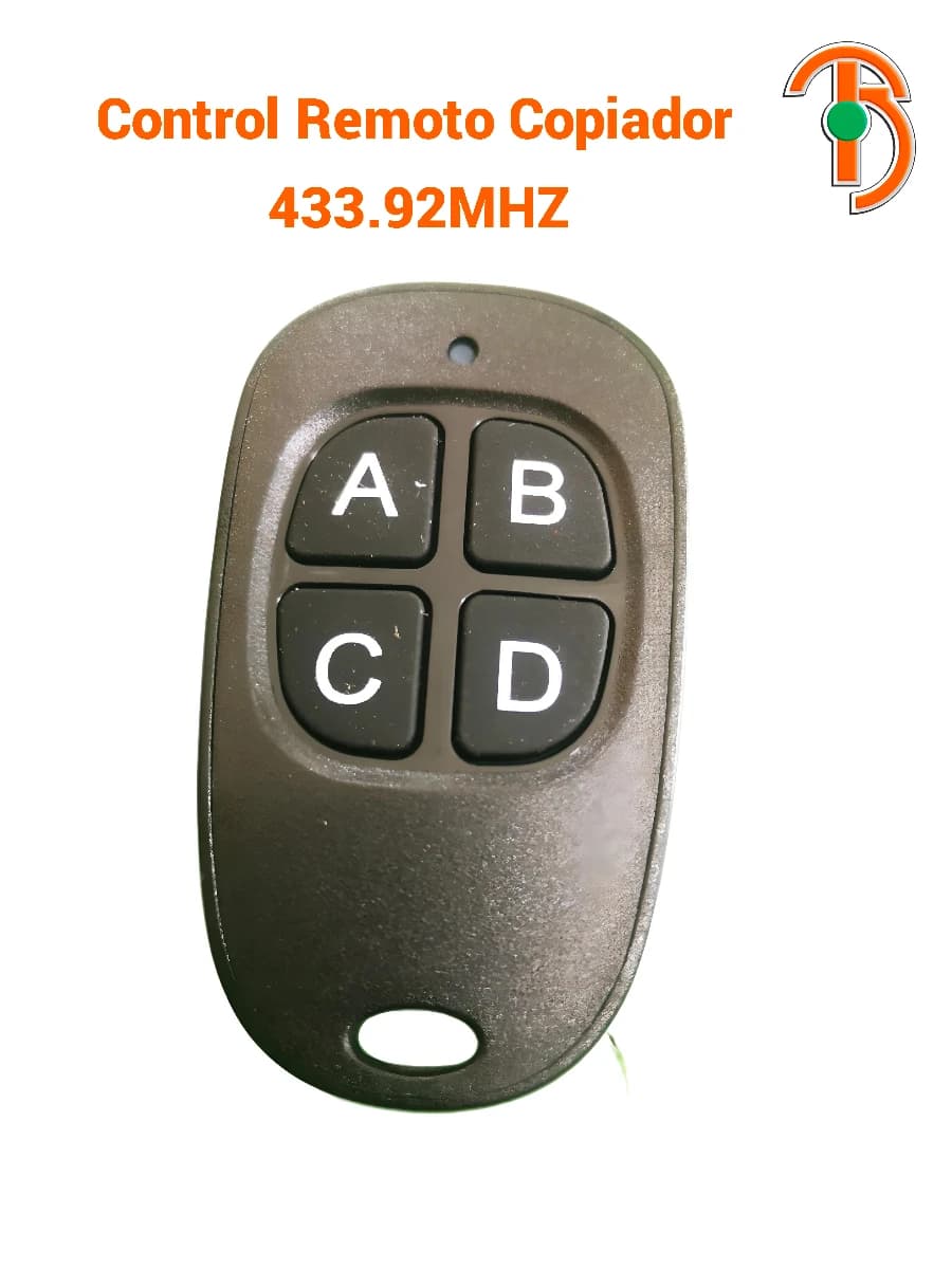 Imagen de Control Remoto Copiador ABCD 433.92Mhz Negro Con Luz Roja