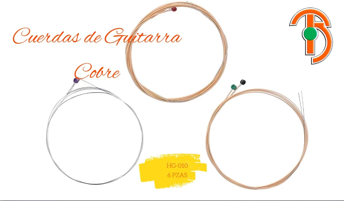 Imagen de Cuerdas Para Guitarra Acustica de Cobre .010/0.048 6 PZAS REF: HG-010 (Juego de 6 uds.)