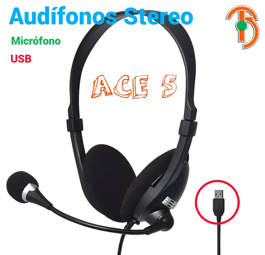 Imagen de Audífonos Con Micrófono Flexible stereo Para teletrabajo ACE 5